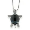 Collar de fantasía plateado con tortuga de espejo gris