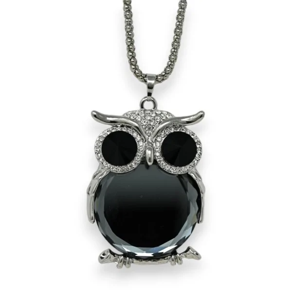 Collana fantasia gufo specchio grigio