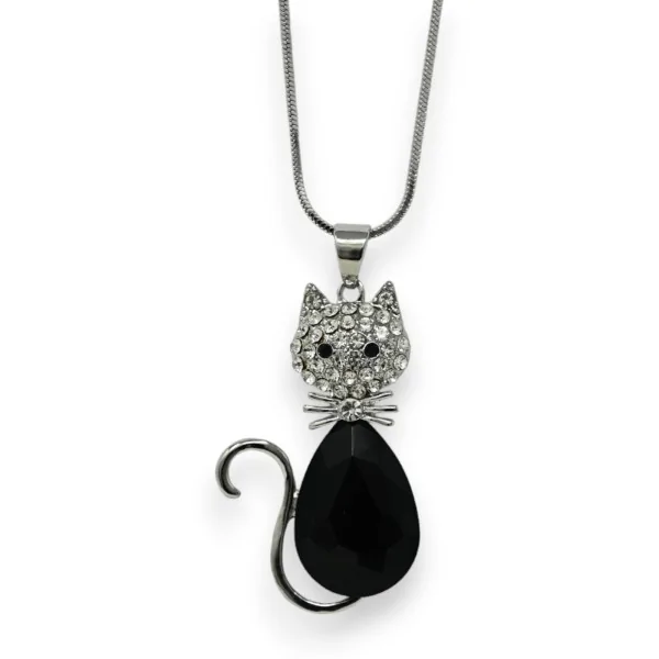 Colar de fantasia gato preto brilhante