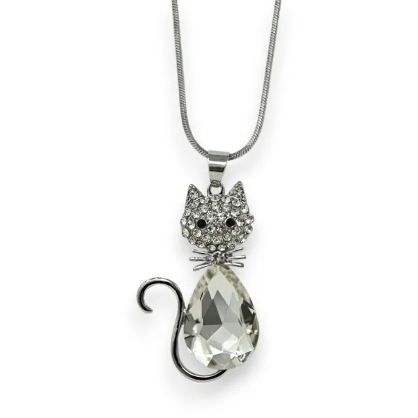 Fantasy cat necklace with sparkling stone