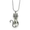 Collier Chat Cristal Argenté | Bijou Fantaisie Élégant | Mode Tendance