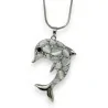 Collar de fantasía delfín piedra gris