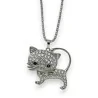 Collier Fantaisie Chaton Strass Argenté | Bijou Élégant Chat Brillant
