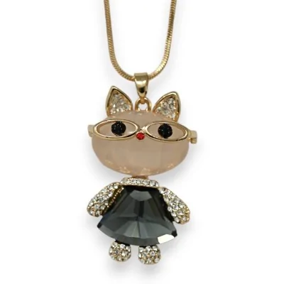 Collar de fantasía dorado de gato con su vestido