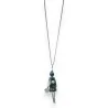 Modische Halskette Blaue Puppe | Trendiger Silberner Gelenkschmuck Lang