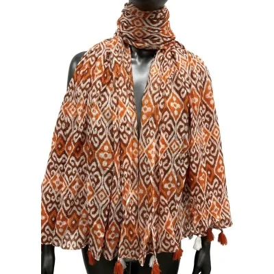 Brown and camel arabesque scarf