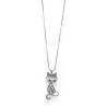 Collar Fantasía Gato Plateado Piedra Gris - Joya Tendencia Felina Elegante