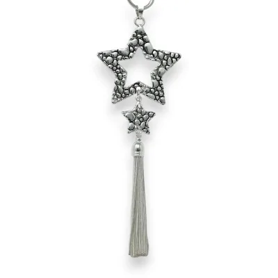 Long silver-plated shooting star necklace
