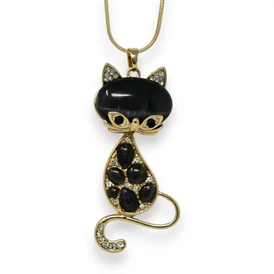 Collier fantaisie doré chat...