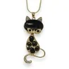 Colar fantasia dourado gato pedras pretas