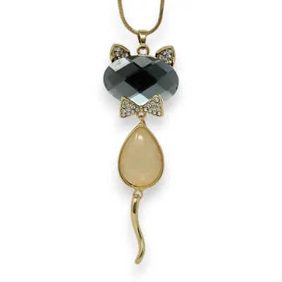 Collier fantaisie doré chat...