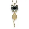 Collier Chat Cristal avec Pierres | Bijou Fantaisie Élégant | Mode Tendance