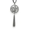 Collier Fantaisie Long Médaille Arabesque & Pompon Argenté | Mode Tendance