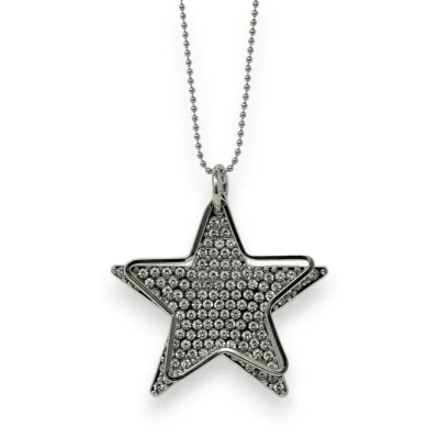 Collana fantasia argentata stella strass doppia