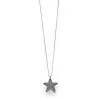 Colar Fantasia Estrela Dupla com Strass Prateado | Joia Feminina Elegante