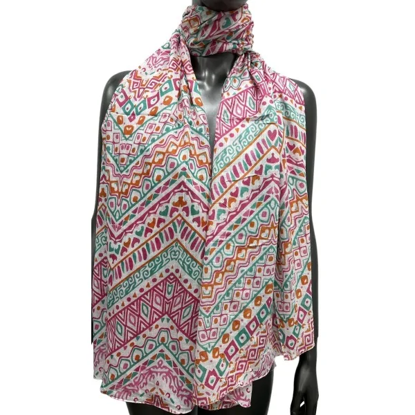 Ethnischer Schal in Rosa und Grün