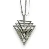 Lange silberfarbene Dreieck-Halskette mit dreifachem Design