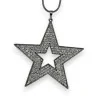 Long silver-gray costume necklace with large rhinestone star