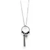 Long silver-plated fancy necklace with black charm circles