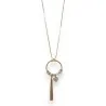 Collier Fantaisie Long Doré avec Charms et Pompon | Bijou Élégant