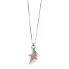 Collana Fantasia Stella Rosa | Ciondolo Asimmetrico Argentato di Tendenza
