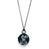 Lange Modekette mit blauer Blume in Relief | Eleganter Schmuck mit rundem Medaillon