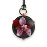 Collana lunga fantasia con fiori in rilievo sfumatura bordeaux