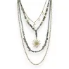 Gold-plated fashion necklace with grey stones and sun charm