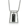 Collana lunga fantasia argentata con forme geometriche e strass