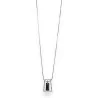 Collier Long Argenté Géométrique avec Strass & Pierre Grise | Mode Tendance
