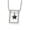 Collar largo de fantasía plateado con forma geométrica de estrella negra