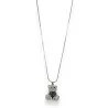 Silver Rhinestone Teddy Bear Necklace with Heart | Trendy Fashion Costume Jewelry