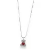 Collar de Fantasía Osito Plateado con Corazón Rojo | Joya de Moda Tendencia