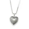 Silver-plated fashion necklace with heart-shaped locket that opens