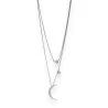 Collar de Fantasía Plateado de Doble Fila con Luna y Estrellas | Moda Tendencia