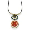 Collar de fantasía con doble medallón geométrico naranja y azul | Moda Tendencia