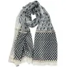 Pañuelo con estampado de flores gris y negro