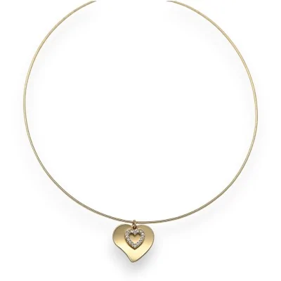 Collana da donna girocollo dorata con doppio cuore