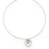 Silver-plated choker necklace with double heart pendant