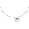 Collana Girocollo Doppio Cuore Argentato con Strass | Gioiello Elegante alla Moda e Trendy