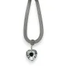 Collana fantasia argentata con grande cuore sfaccettato brillante