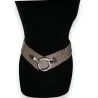 Elastischer Gürtel im Akkordeon-Design Taupe | Damen-Modeaccessoire Einheitsgröße
