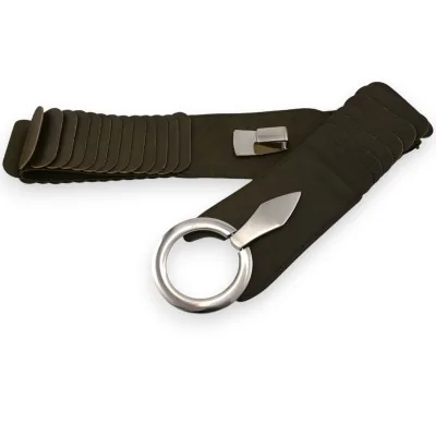 Khaki elastic synthetic accordion belt