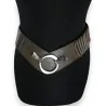 Khakifarbener elastischer Gürtel mit Akkordeondesign | Verstellbares Modeaccessoire für Damen