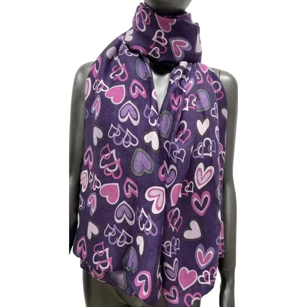 Lenço coração em tons de violeta e rosa
