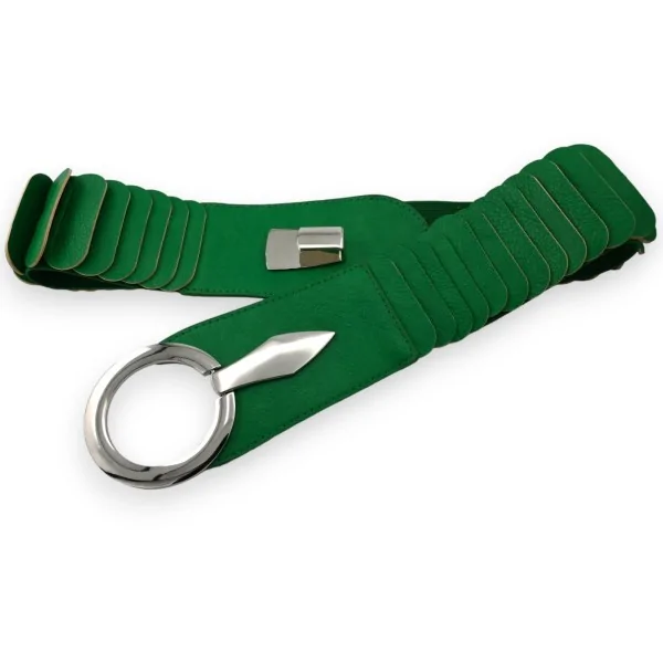 Elastic accordion synthetic belt in Brazil Green