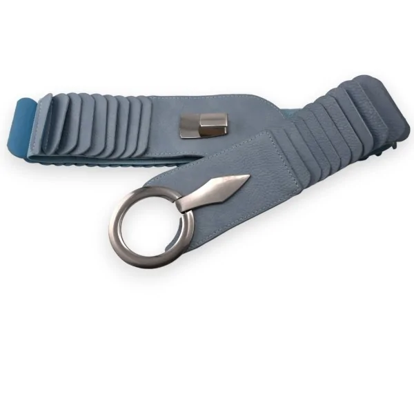 Cintura elastica sintetica a fisarmonica Azzurro Cielo