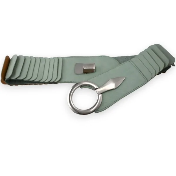 Cintura elastica sintetica a fisarmonica verde acqua