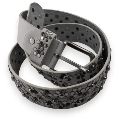 Studded white belt for women
