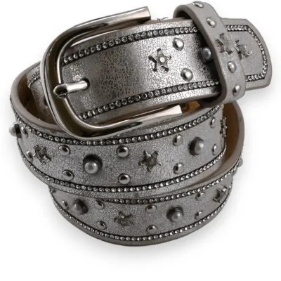 Cintura borchiata a stella da donna color argento